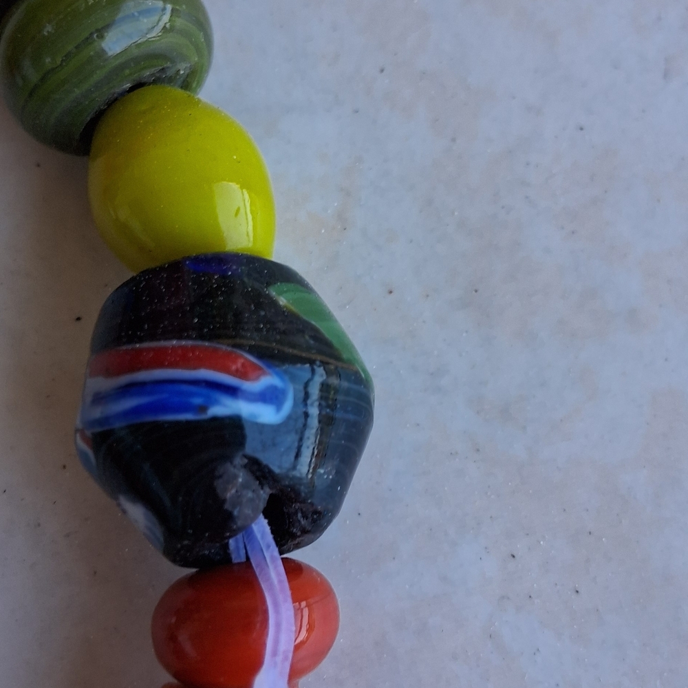 Handcrafted Multicolor Glass Beads On String.   African or Caribbean Style - Picture 8 of 9